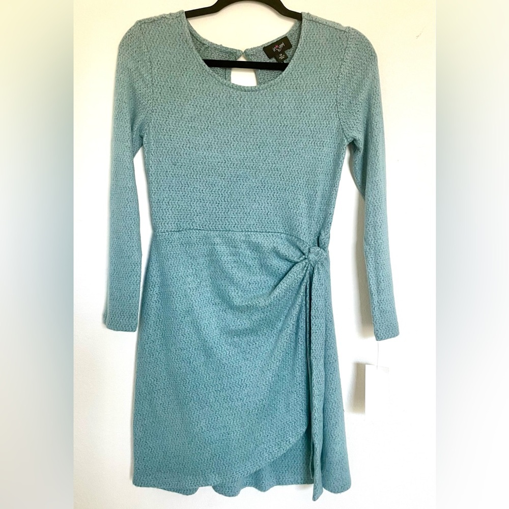 Girl Faux Wrap Sweater Dress